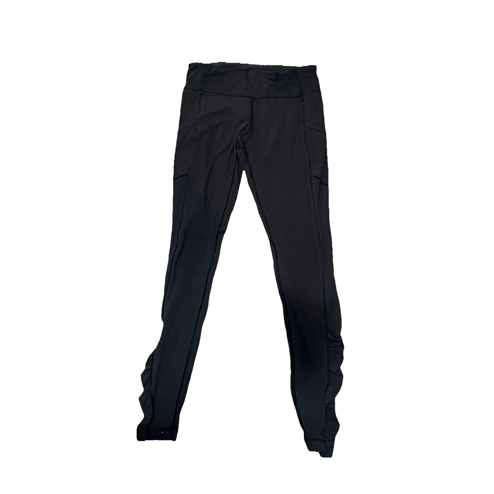 Lululemon Speed Tight Ruched Ankle Full Length Black Leggings Women's Sz 6